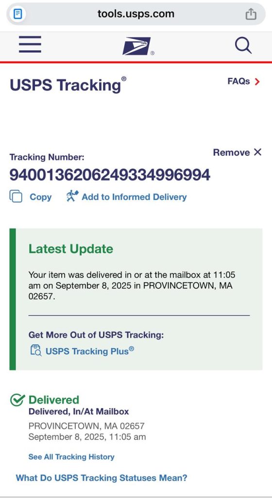 Delivery Confirmation 1