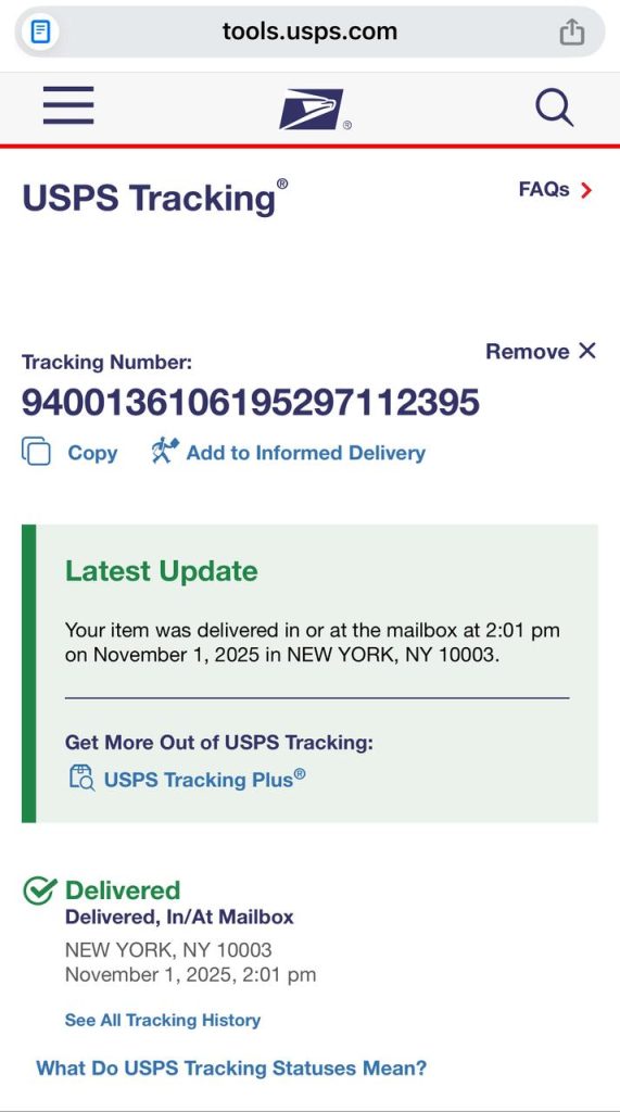 Delivery Confirmation 6