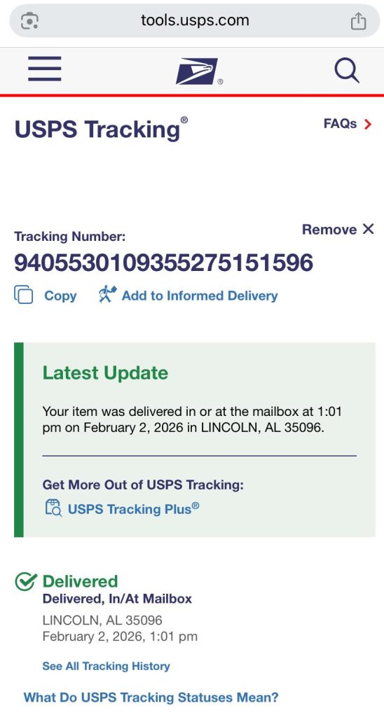 Delivery Confirmation 8