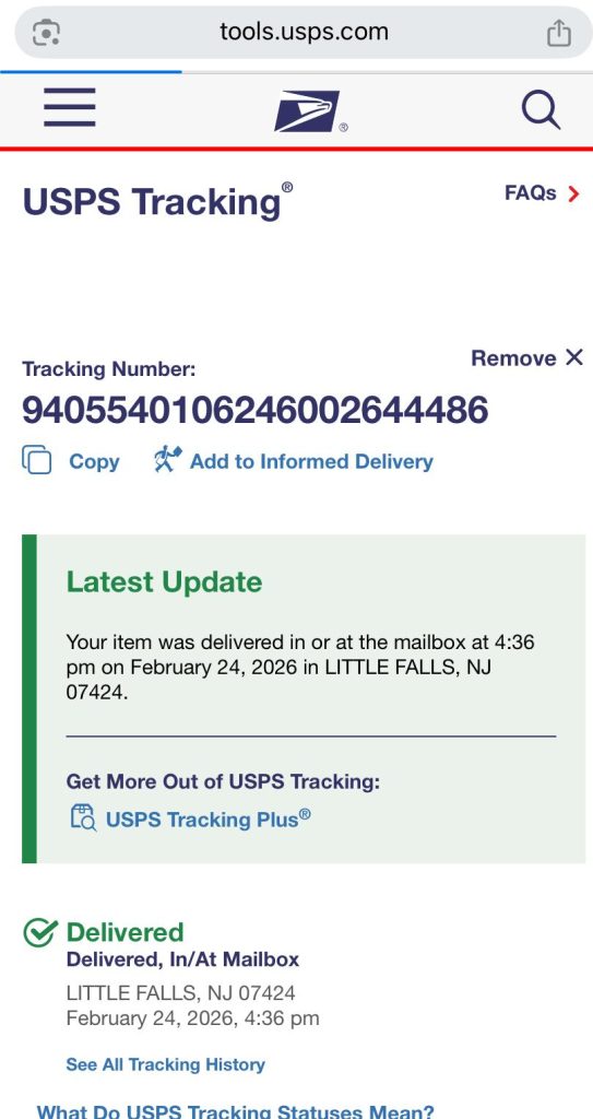 Delivery Confirmation 5